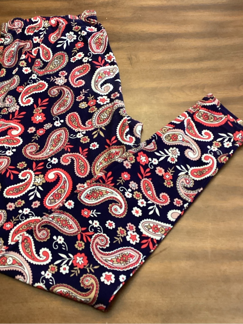 Lildy Pullon Ladies Black Multicolor Paisley Super Soft Leggings Size L-XXL